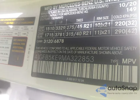 2021 Mercedes-Benz Gle 450 4Matic из США, поврежденный, VIN 4JGFB5KE9MA322853